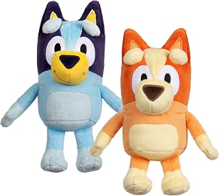 Bingo & Bluey Plush Toys 2-Pack, Soft Deluxe Fabric, Embroidered | Cuddly stuffed animals for show time, story time, or naps; Bluey toys for preschoolers and fans ages 3+