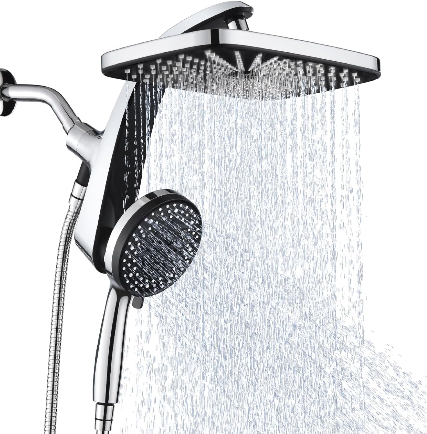 Rain Shower Head with Handheld Showerhead, Chrome 1.8GPM 460311 | 12" High Press