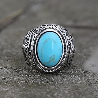 Anello in acciaio inox con gemma in stile vintage, robusto ed elegante, per uomo, design durevole e senza tempo per motociclisti e appassionati di accessori
