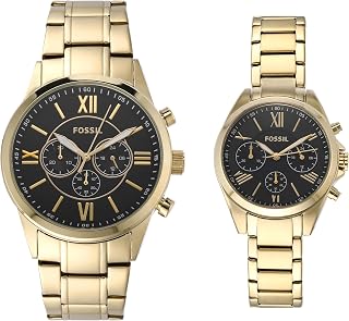 Fossil His and Hers Chronograph Gold Stainless Steel BQ2400SET