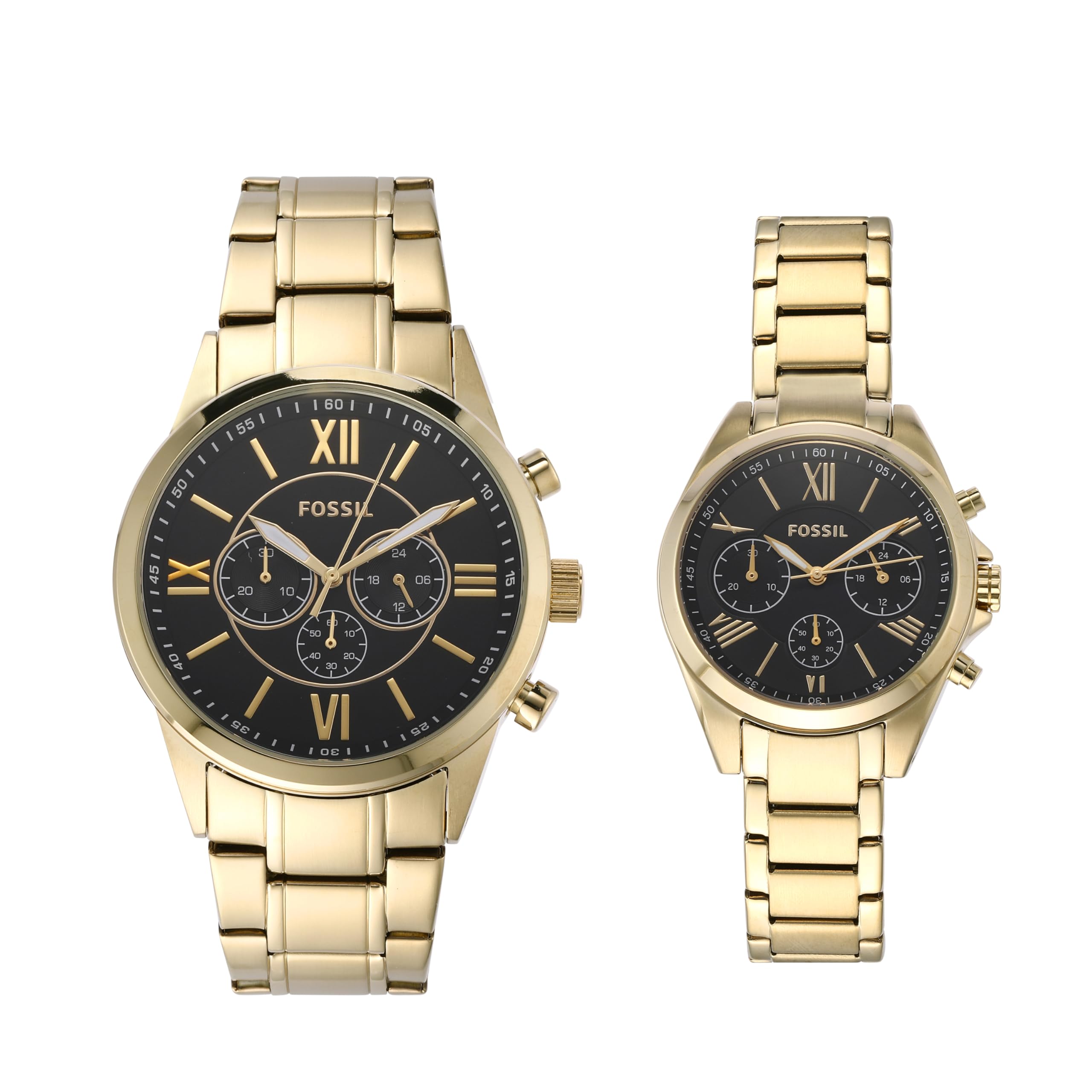 Fossil His and Hers Chronograph Gold Stainless Steel BQ2400SET