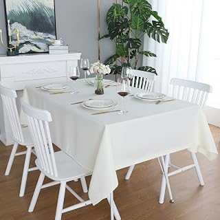FOLINS&HOME Ivory Square Tablecloth 60 x 60 Heavy Duty Wrinkle Free Polyester Table Cloths Waterproof, Washable and Spillproof Table Cover for Party, Banquet, Indoor and Outdoor-Rectangle/Oblong