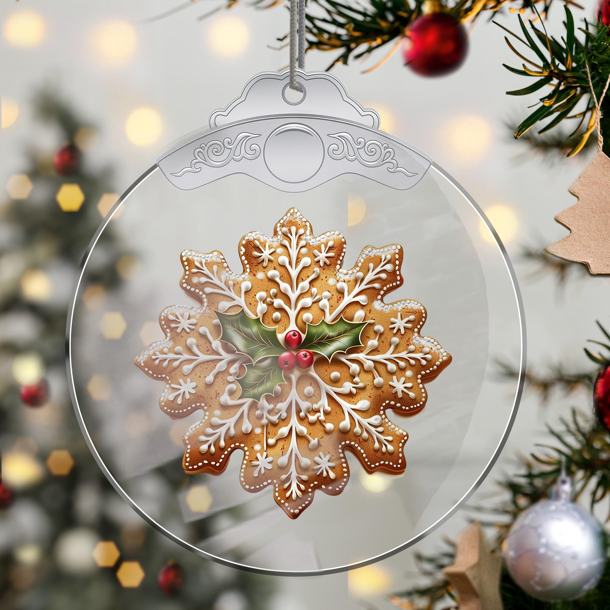 Christmas Ornaments Gingerbread Crystal Hanging, Holiday Handmade Christmas Tree