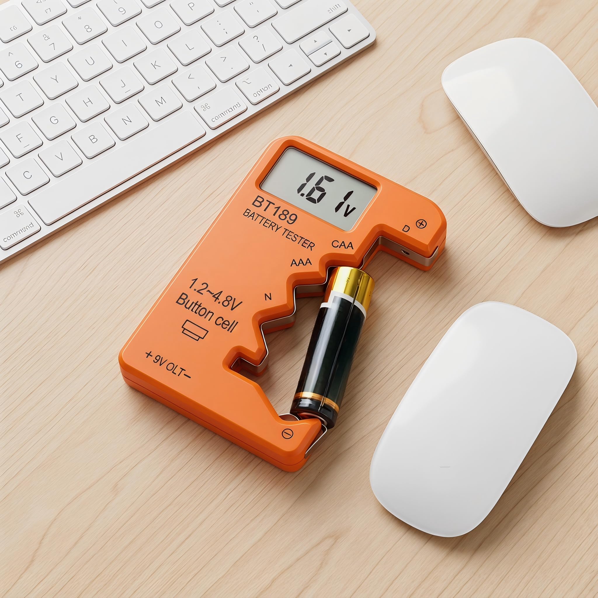 Digital Battery Tester for AA AAA C D 9V Button Cell, Portable Battery Checker L
