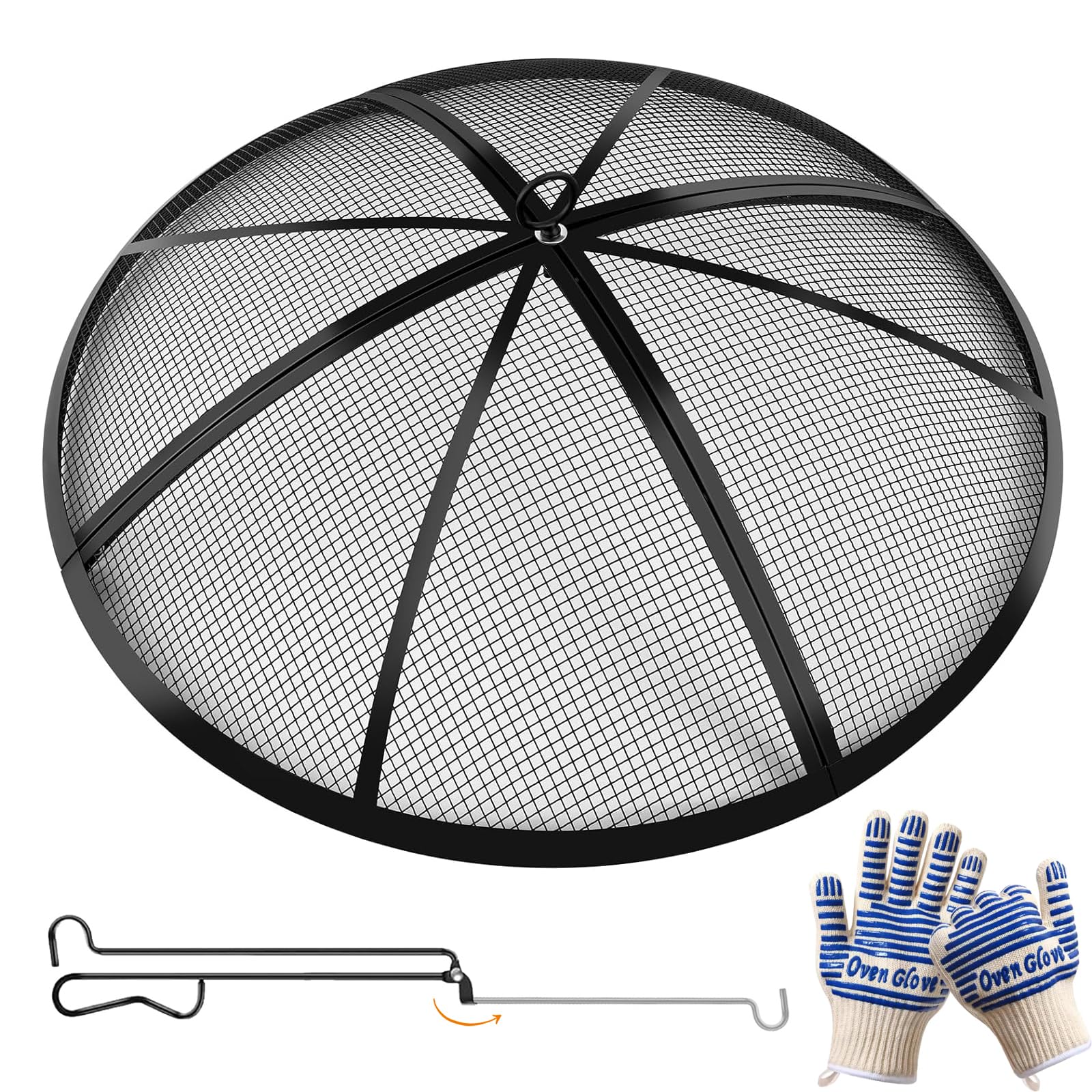 Baitedelai Fire Pit Spark Screen, Outdoor 27 Inch Round Fire Pit Screen with Fol