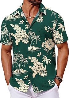 COOFANDY Chemise Homme Manches Courtes Chemise Décontractée Chemise d'été Boutonnée Chemise de Voyage Vacances