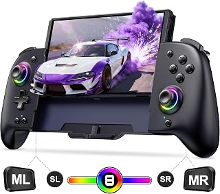 Spican Switch Controllers for Nintendo Switch/OLED Controller, Full-Size Switch Joy-pad for Better Handheld Mode, Switch Accessories Wireless Pro Controller with RGB Light/Battery/Turbo/Macro/4 Game Slot