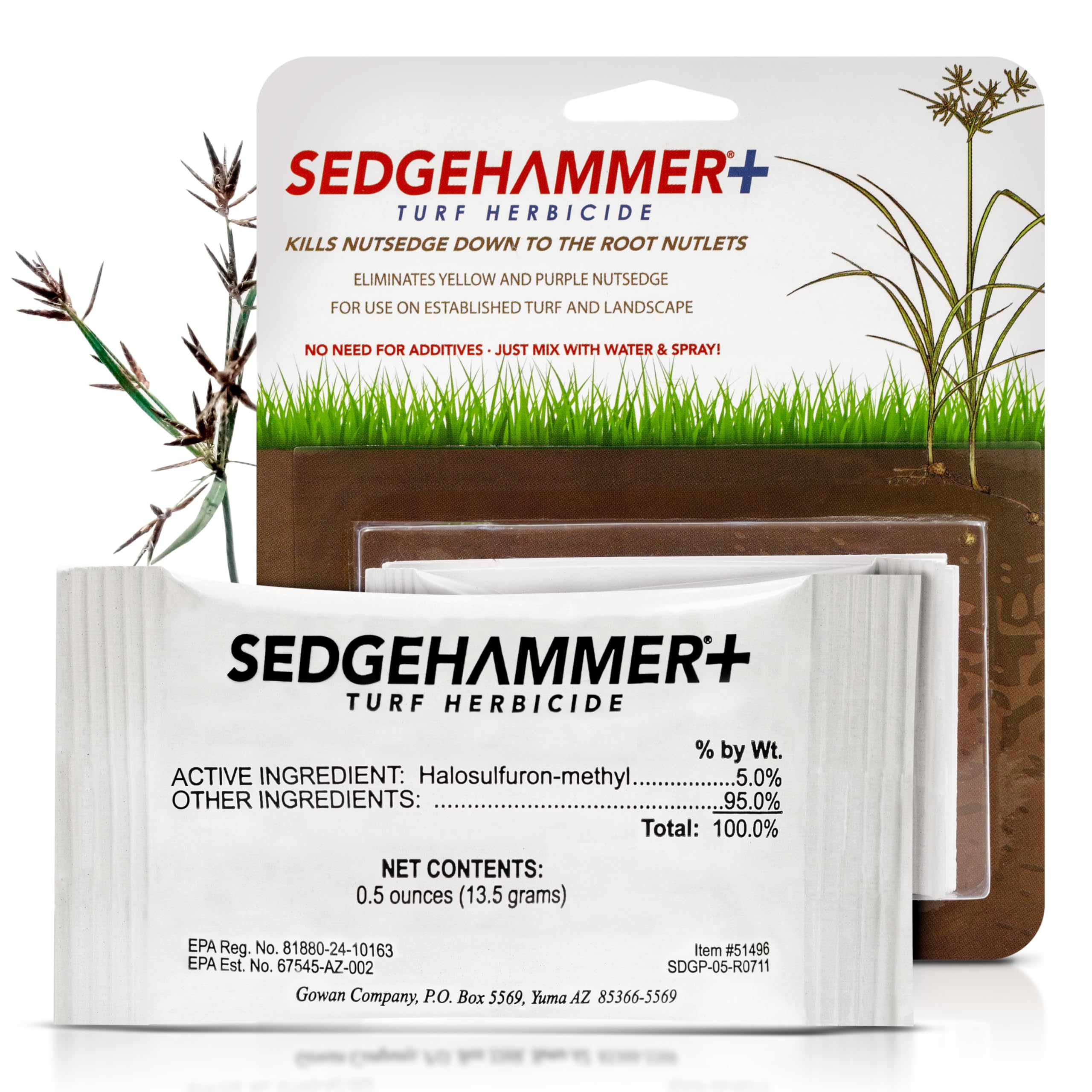 Sedgehammer Plus Turf Herbicide, Nutsedge Killer for Lawns, 2 Pack, 13.5g | Purp