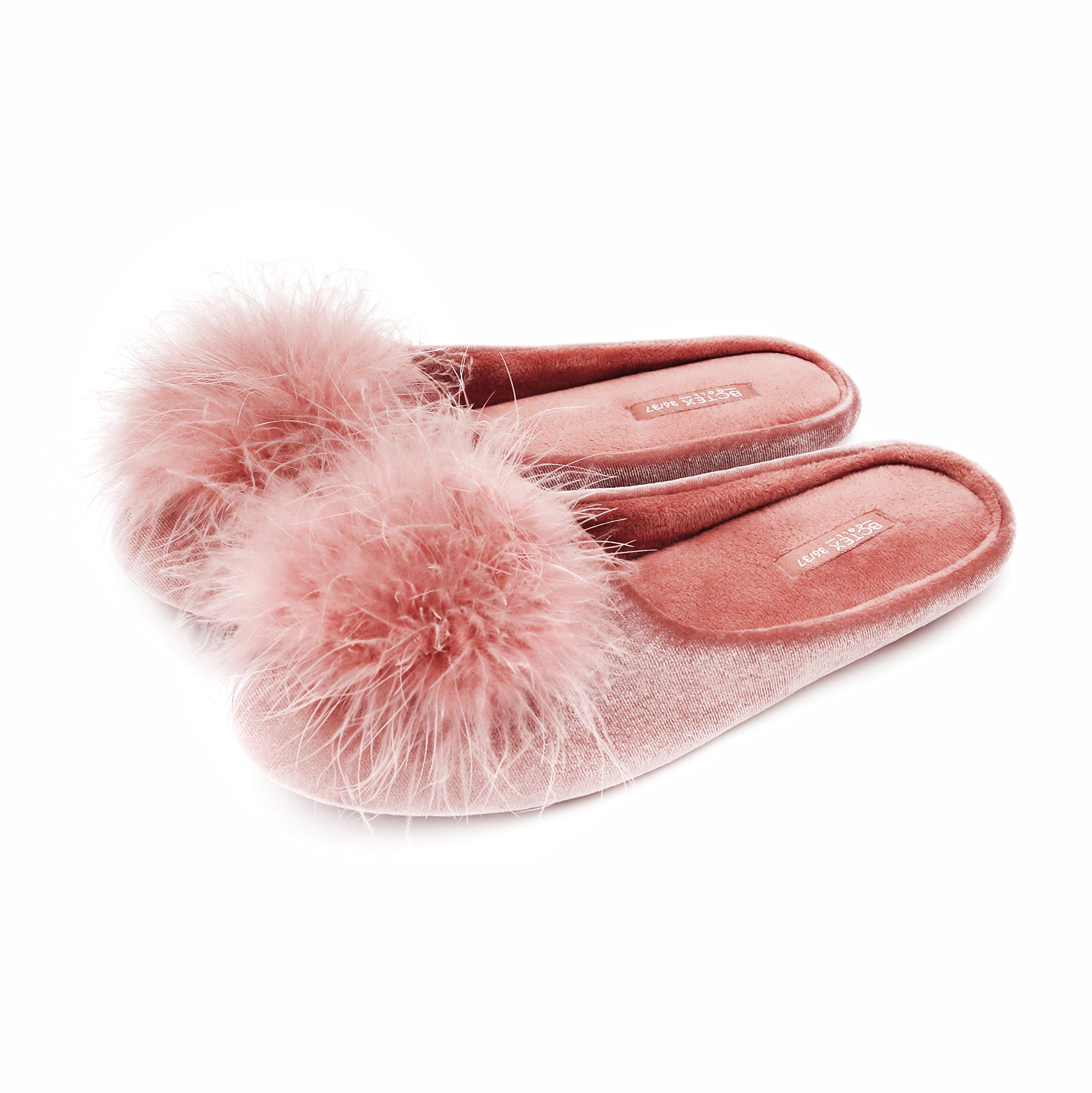 BCTEX COLL Women's Fuzzy Velvet Memory Foam Indoor House Slipper