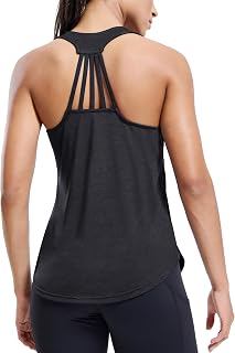 MIER workout tank tops for women yoga athletics running dry fit racerback soft gym crew neck