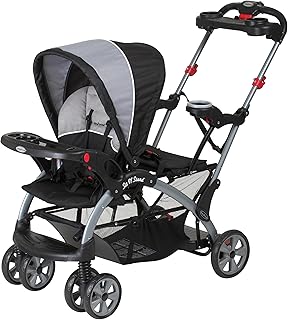 Baby Trend Sit N' Stand Ultra Tandem Double Stroller Travel System, Phantom | Adjustable Canopy, Storage Basket & Cup Holders with Foldable Design for Infant/Toddler Seating, Family Outings & Daily Use