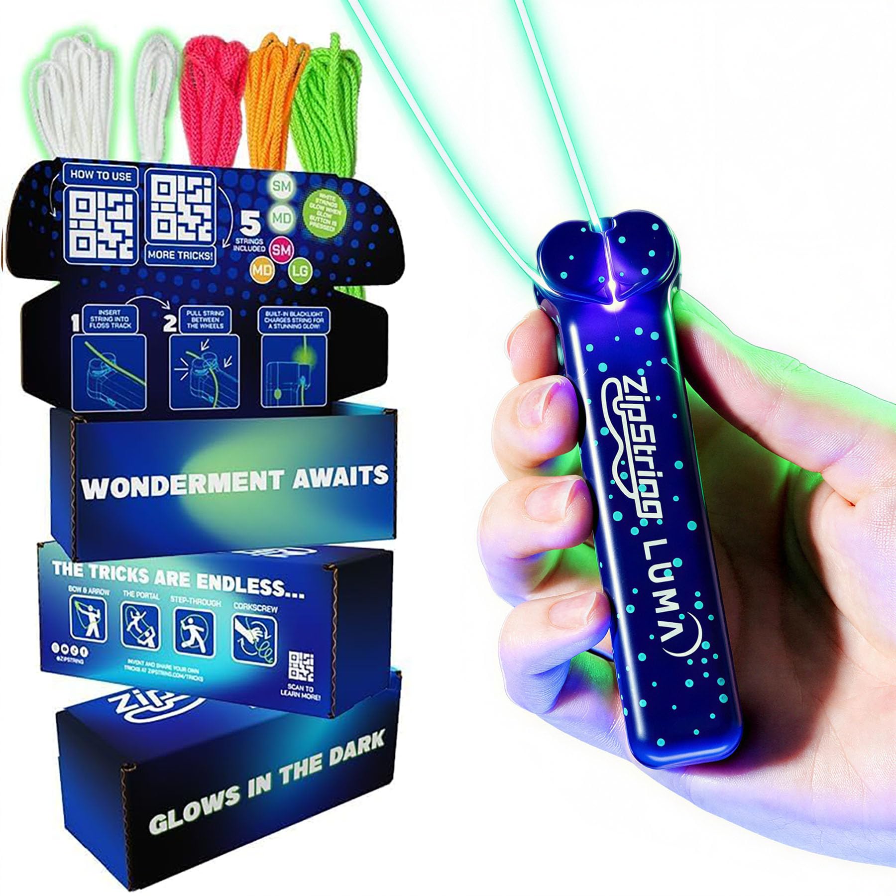 ZipString Handheld String Launcher Toy, USB-C Rechargeable, Luma Glow | Viral US