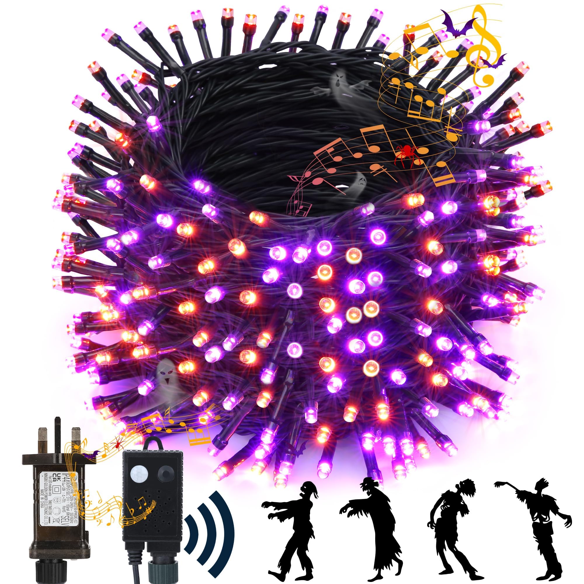NEXVIN Halloween Decorations Lights Outdoor, 20M 200 LED Halloween String Lights