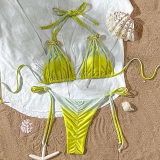 Women's Triangle Bikini Set Two Piece High Cut Sexy Thong Tie Bathing Suit