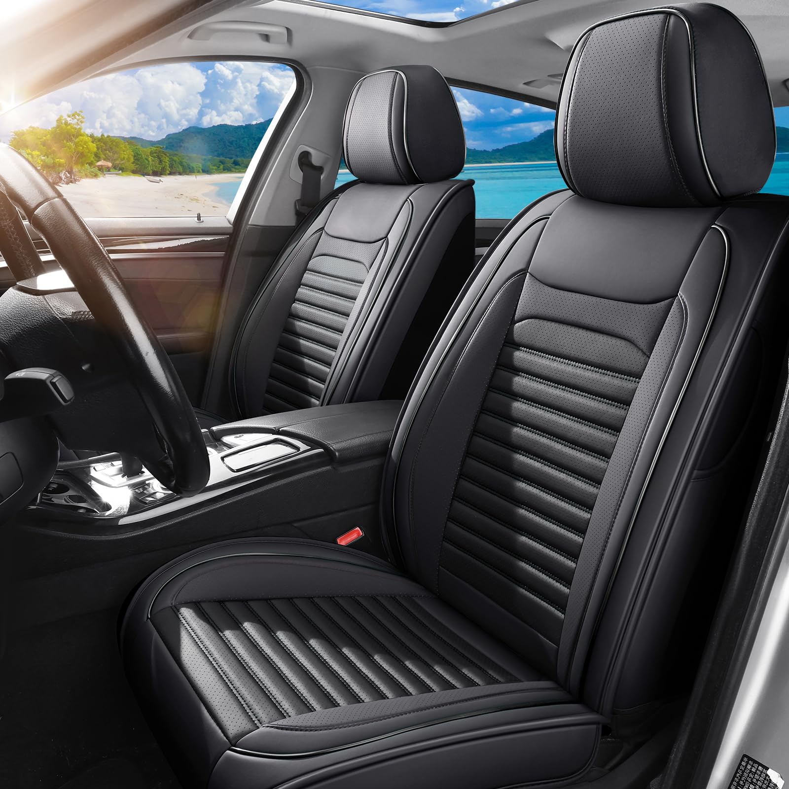 Front Car Seat Covers Fit for Toyota RAV4 2001-2026, Black
