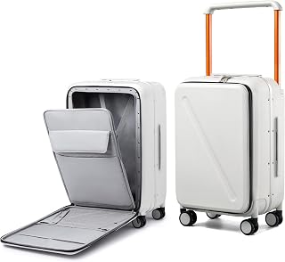 MILADA Hard Shell Spinner Suitcase - Medium Size, TSA Approved, Wide Handle, White