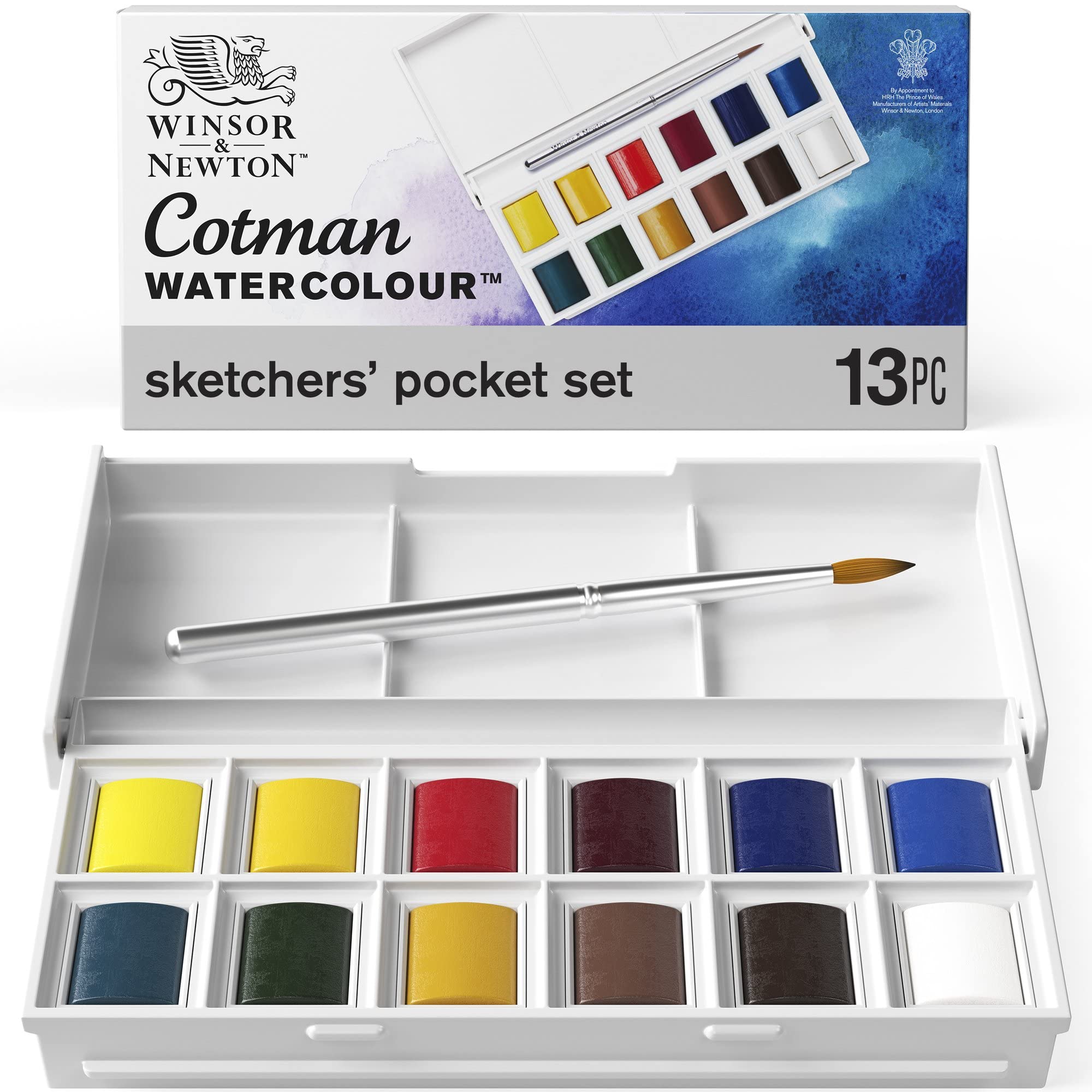 Winsor & Newton, Cotman Watercolour, 'Sketchers' Pocket Set' , 12 x Half Pans + 