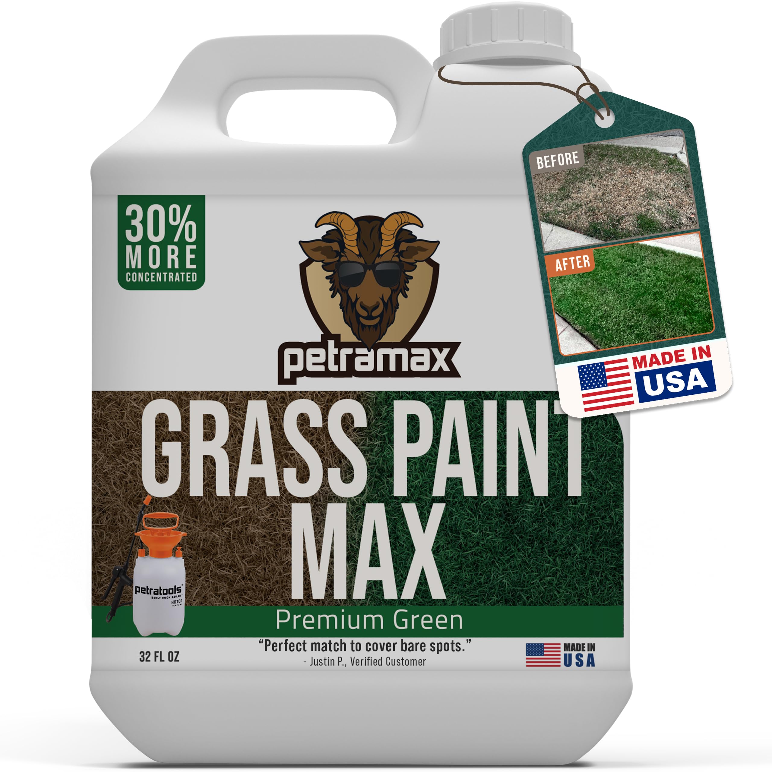 PetraMax Green Grass Paint for Lawn Dye - Maintain Turf or Green Grass, Spray Pa