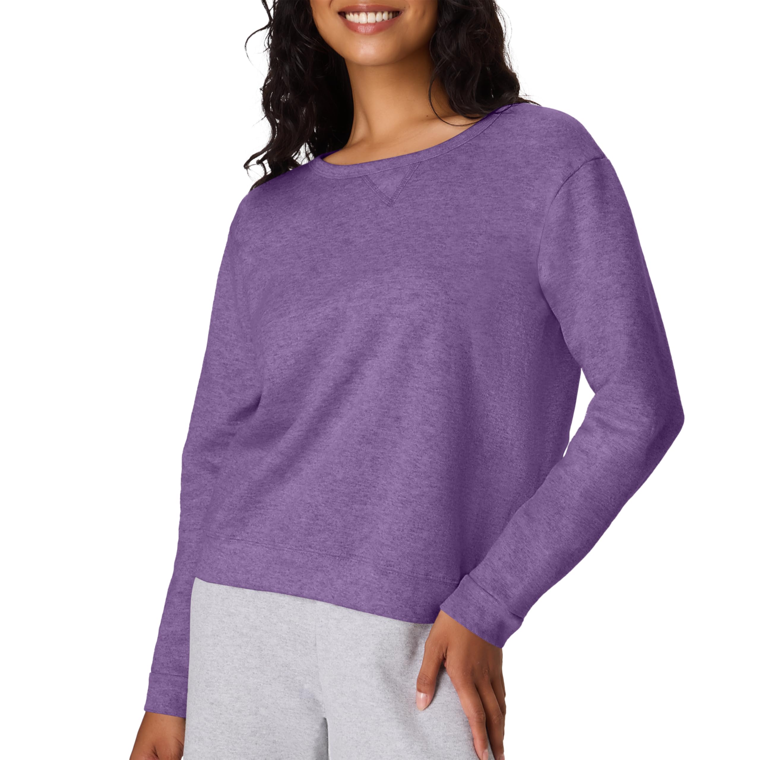 Hanes Women's Crewneck Sweatshirt, Ecosmart Fleece Pullover With V-notch, Sweats