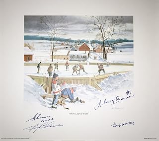 Where Legends Begin Lithograph Signed by Bower, Cheevers, Hall & Worsley – 10" x 10" Hockey Goalie Art with COA