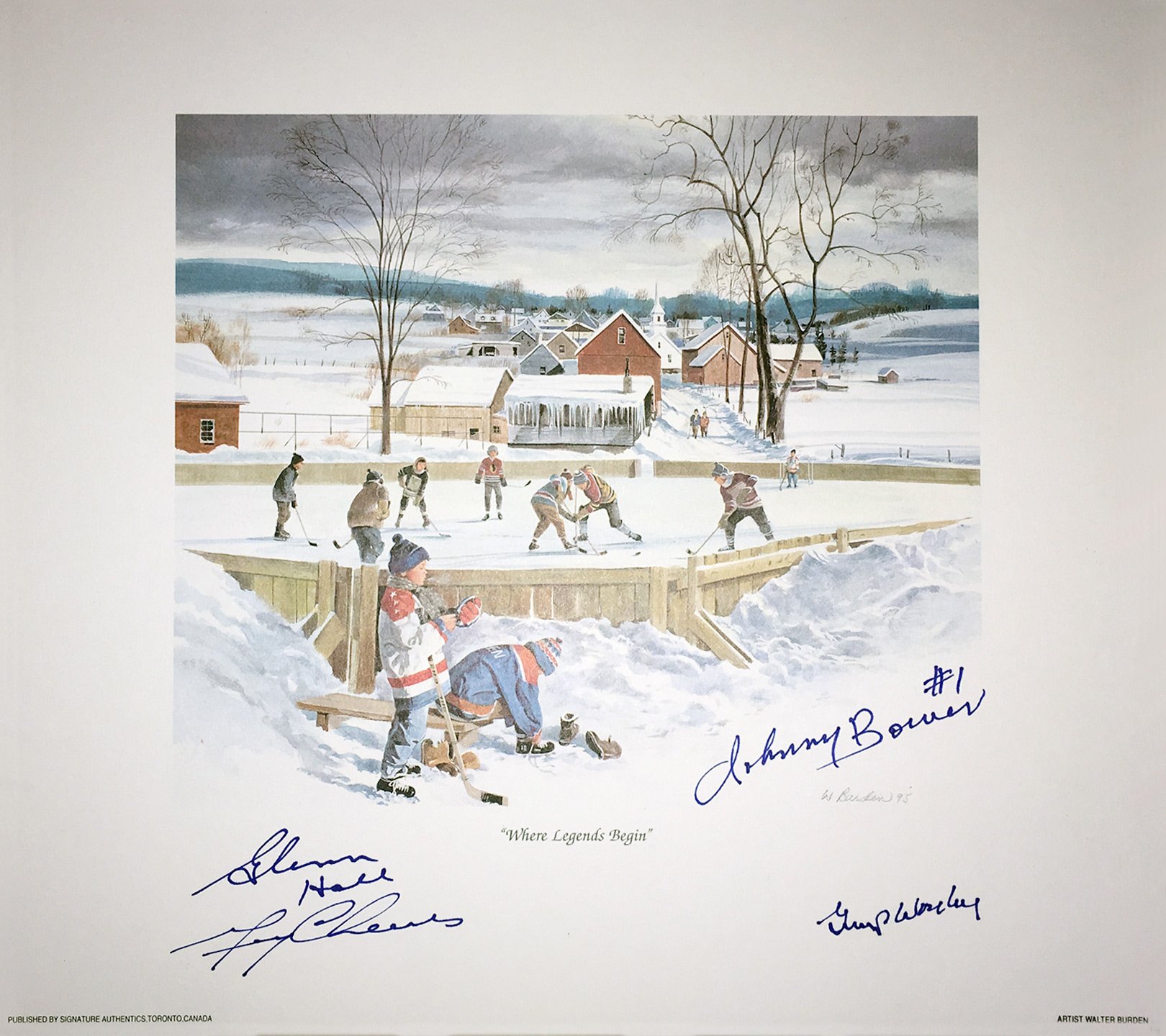 Where Legends Begin Lithograph Signed by Bower, Cheevers, Hall & Worsley – 10" x