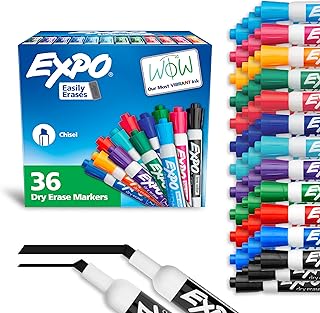 EXPO Dry Erase Markers, Low Odor Ink, Assorted Fashion Colors, Chisel Tip, 36 Count - Easily Erases, Ideal for Classroom, Home, Office, Back to School, Teacher Supplies