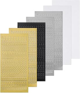 Generic 7pcs Gold,Silver,White,Black Alphabet Numbers Stickers Nail Vinyl Waterproof 3D Resin Decal, Self Adhesive for Photo Scrapbooking Decoration