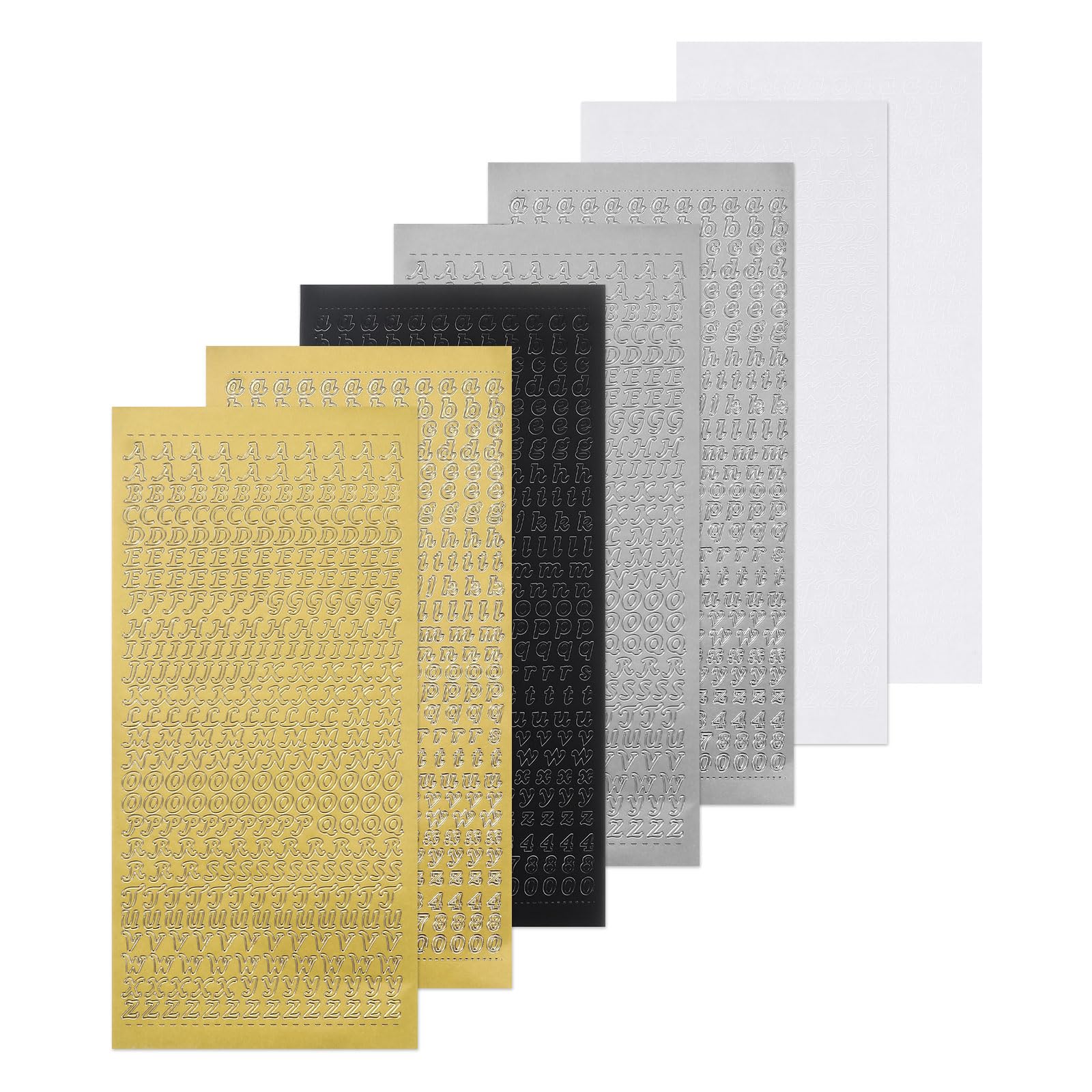 Generic 7pcs Gold,Silver,White,Black Alphabet Numbers Stickers Nail Vinyl Waterp