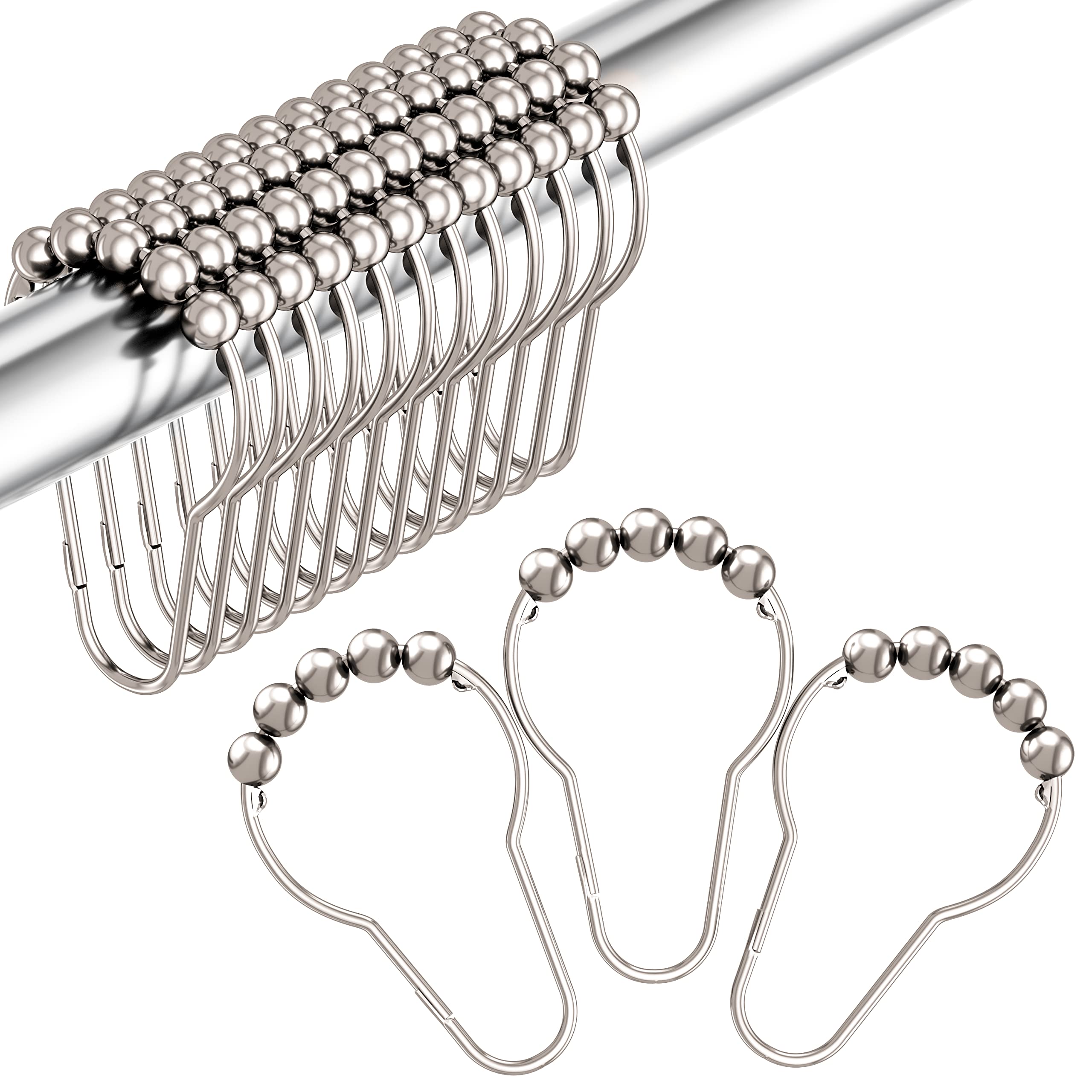 Amazer Shower Curtain Hooks, Decorative Rust Proof Stainless Steel Shower Curtai