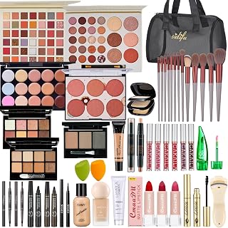 All in One Makeup Kit for Women Full Kit, Makeup Gift Set for Women &amp; Girls | Makeup Essential Bundle Include Foundation Eyeshadow Palette Lipstick Eyebrow Pencil Cosmetic Brush Set