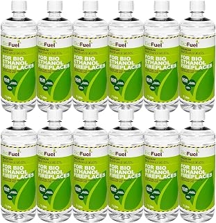 EKOFUEL (12 x 1 Litre) Premium Bioethanol Fuel – Liquid Fuel for Fires Pits, Fireplace | High Purity Clean Burning Bio | Indoor & Outdoor Ethanol Fuel