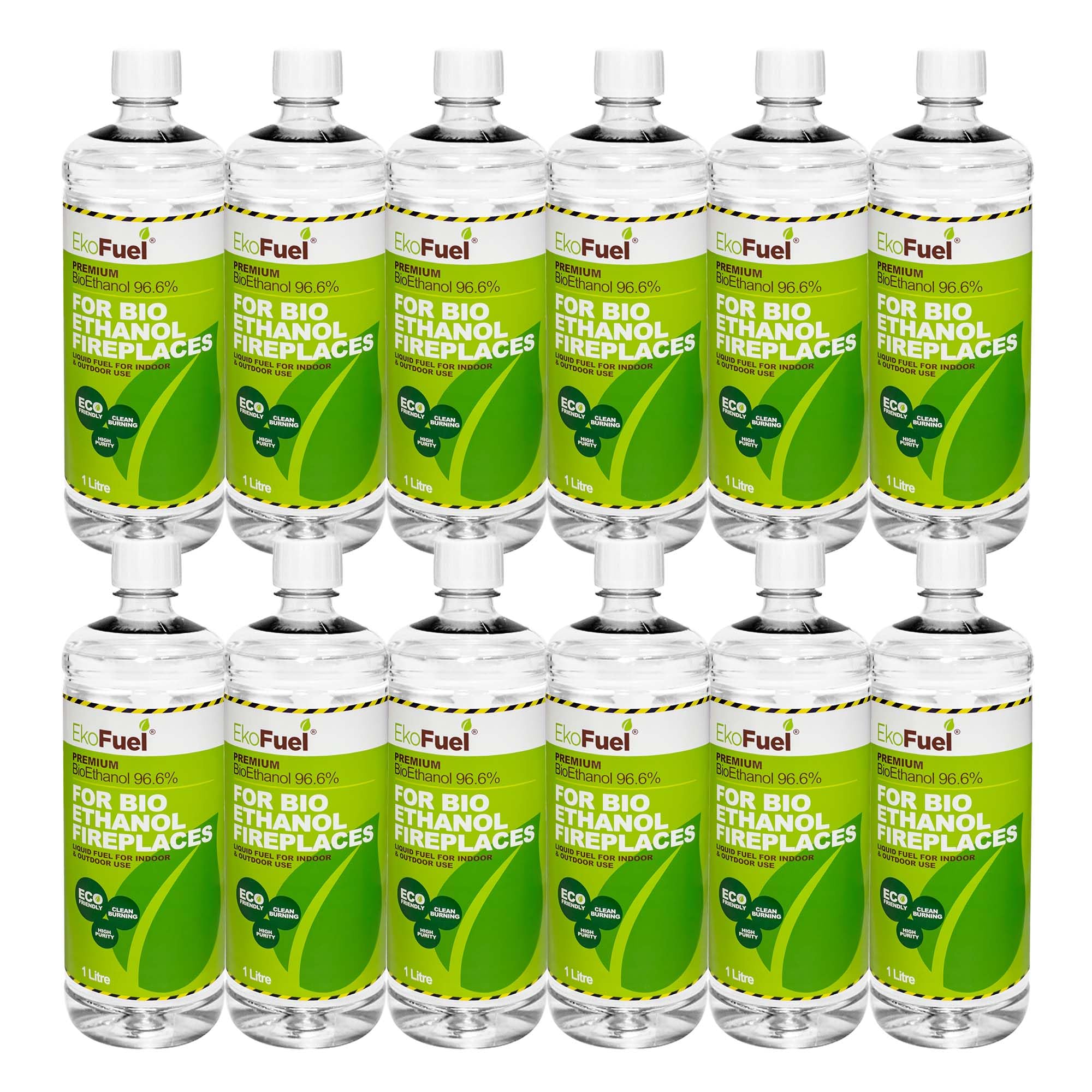 EKOFUEL (12 x 1 Litre) Premium Bioethanol Fuel – Liquid Fuel for Fires Pits, Fir