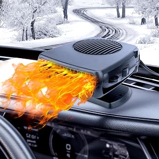 12V 200W Portable Car Heater That Plugs into Cigarette Lighter (Black Back) | Fast Heating Windshield Defroster Defogger, Plug in Heater, Interior Car Window Heater for SUV, Truck, Winter Defrost