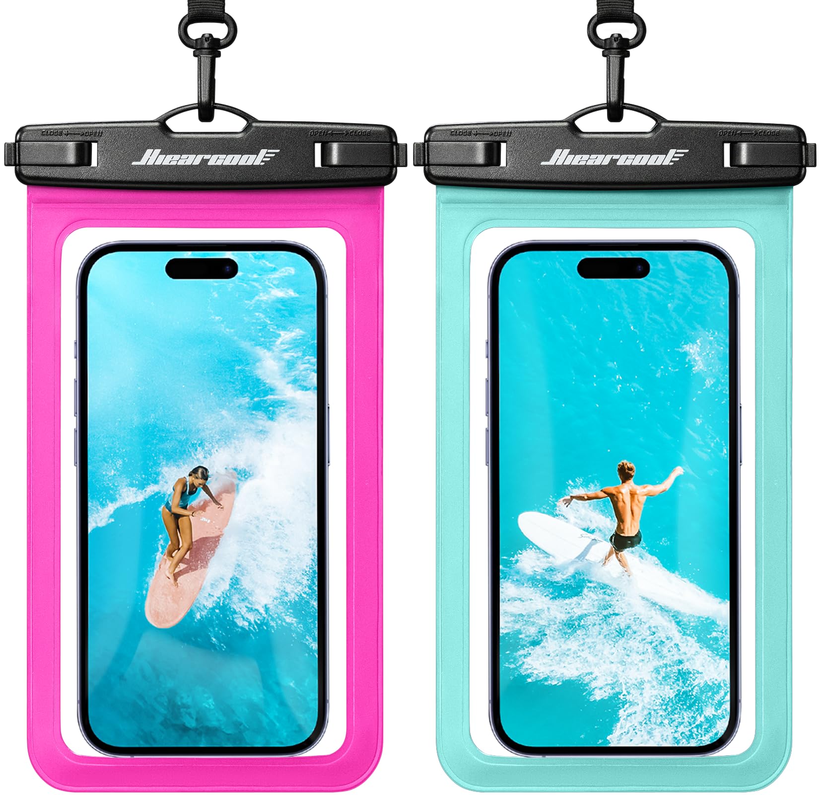 Hiearcool Waterproof Phone Pouch, Waterproof Phone Case, Green&Bright Red