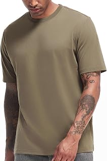 VEIISAR Men's Heavy Weight Crew Neck T-Shirt Mens Premium Cotton Tee - Pre Shrunk S-3XL