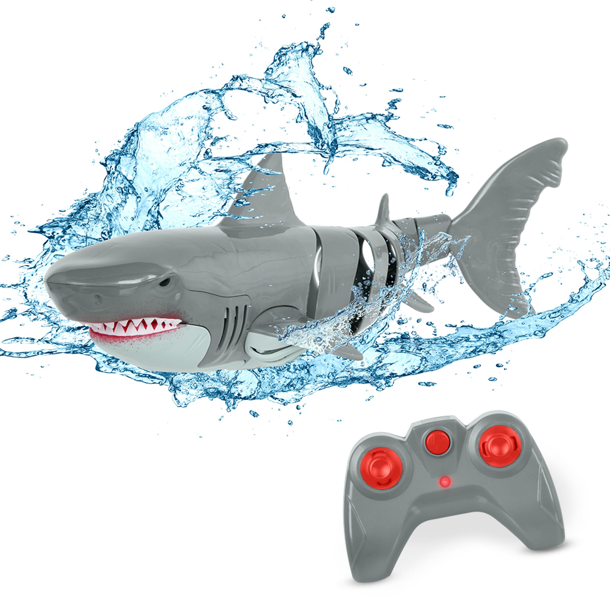 Terra by Battat RC Shark Great White Remote Control Water Toy, Grey Shark | Swim