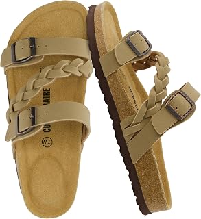 CUSHIONAIRE Women's Cork Lizzy Footbed Sandal with Comfort and Wide Widths Available