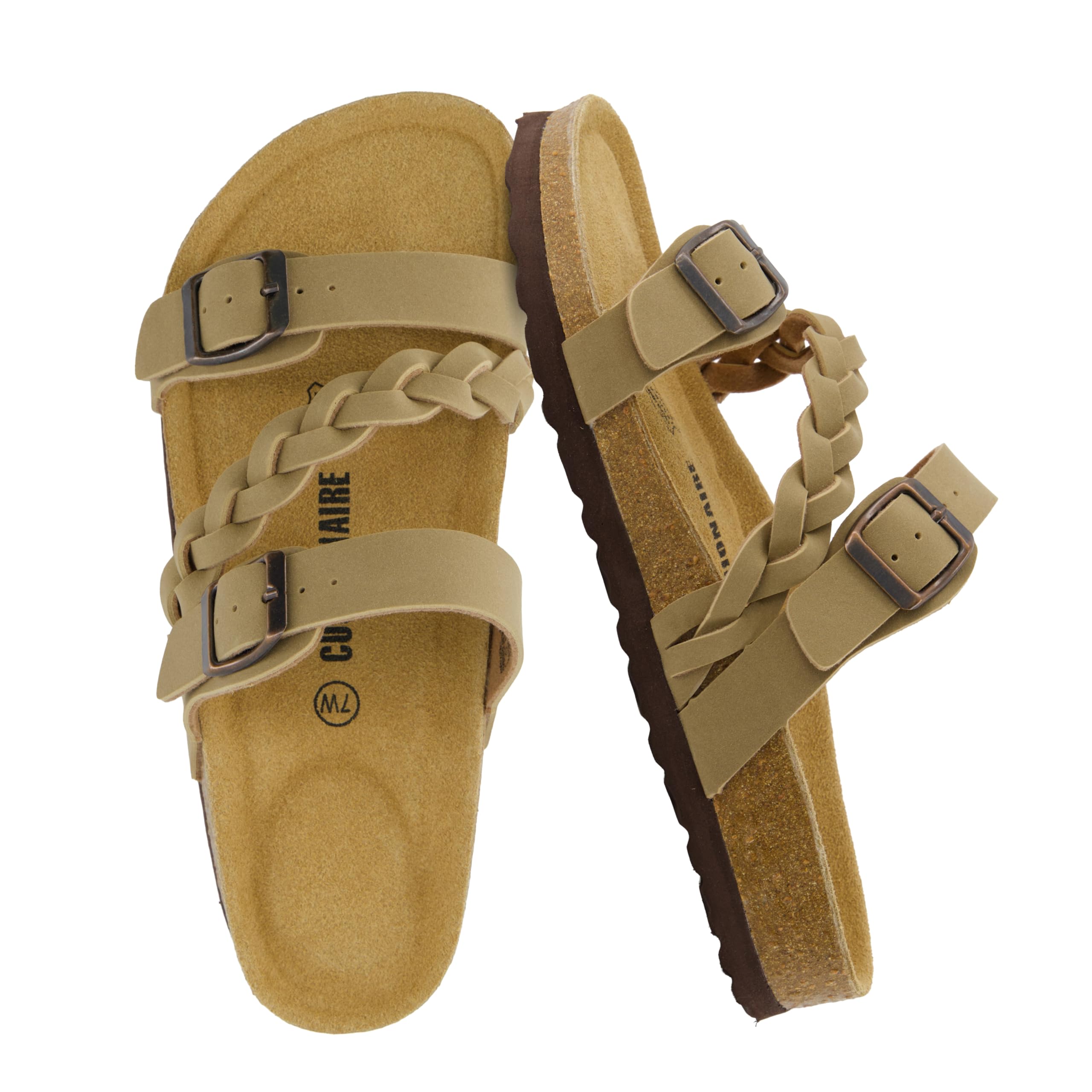 CUSHIONAIRE Women's Cork Lizzy Footbed Sandal with Comfort and Wide Widths Avail