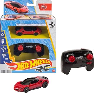 Hot Wheels RC Ferrari SF90 Stradale Assetto Fiorano, Toy Car | Remote-Control 1:64 Scale Toy Car Recharges with USB Cable, Race On and Off Track, Booster Button for Speed