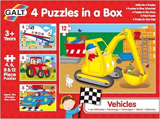 Galt 4 Puzzles in a Box - Vehicles, Jigsaw Puzzle for Kids, Ages 3 Years +