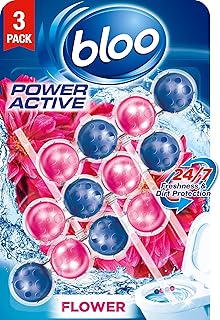 Bloo Power Active Toilet Rim Block & Freshener, Fresh Flowers, Pack of 3