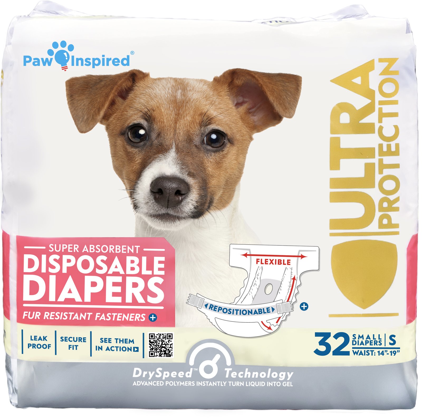 Paw Inspired 32ct Disposable Dog Diapers | Female Dog Diapers Ultra Protection |