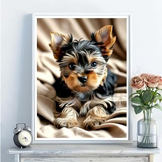 Adult 5D Diamond Art Kit - DIY Dog Diamond Painting Kit Full Round Drill - Crystal Embroidery Cross Stitch Craft for Wall Decoration Christmas Gift - 12x16 inch C4