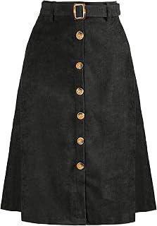 Allegra K Corduroy Women's Midi Skirt A-Line (Pack of 1)