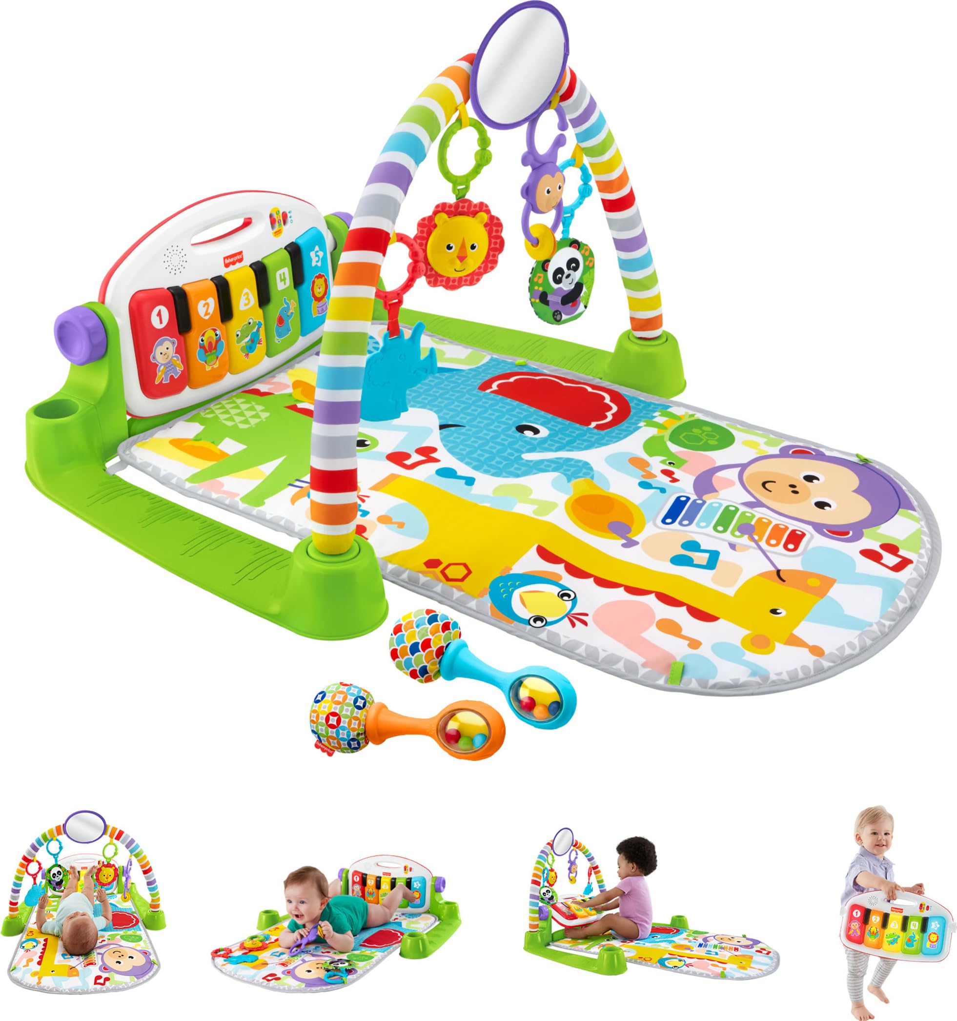 Fisher-Price Deluxe Kick & Play Piano Gym & Maracas, Ages 0+ Months | Baby Playm