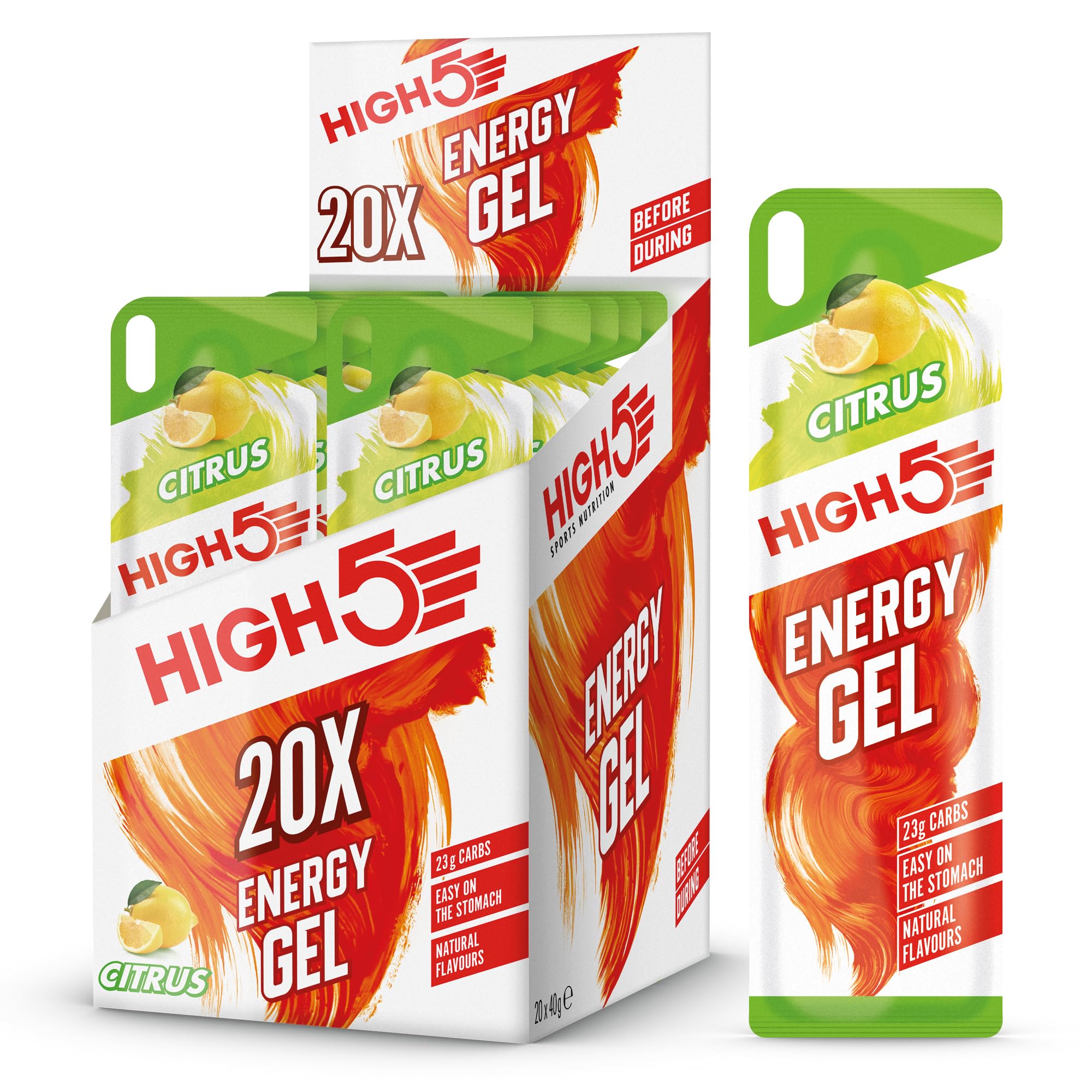 HIGH5 Energy Gels, Running Gel for Fast & Sustained Energy, Citrus, 20x40g
