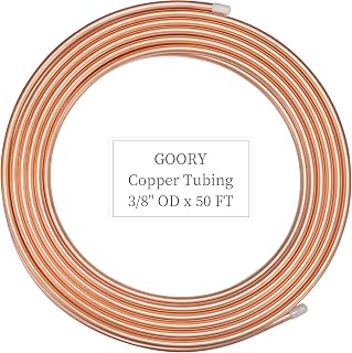 GOORY Copper Tubing 3/8" OD x 0.328" ID x 50 FT - 99.9% C12200 Pure ACR Tube - ASTM B280 Refrigeration T2 Copper Tube Soft Coil - Round Seamless Tubing for HVAC System Refrigerator Industry DIY