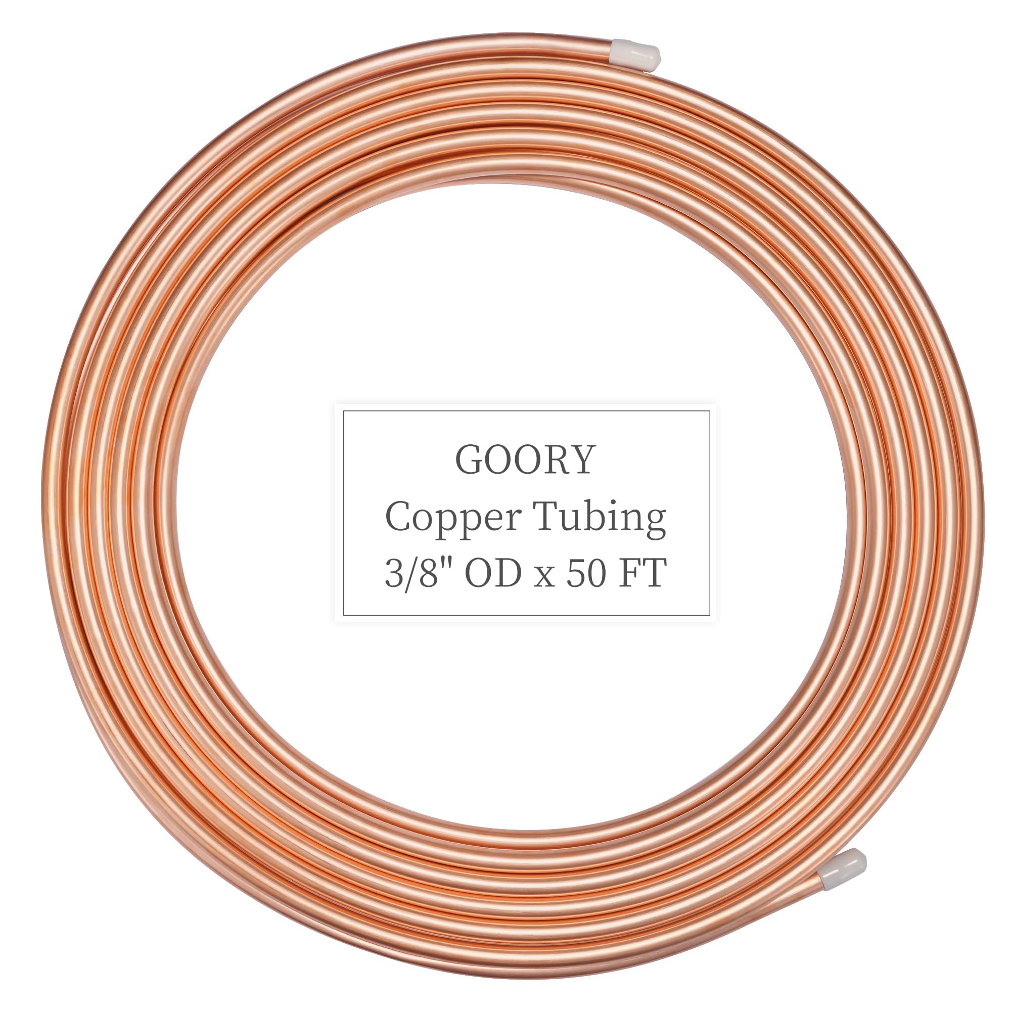 GOORY Copper Tubing 3/8" OD x 0.328" ID x 50 FT - 99.9% C12200 Pure ACR Tube - A