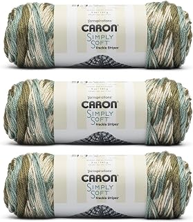 Caron Simply Soft Freckle Acrylic Yarn for Crocheting Soft, Moss, 3-Pack | #4 Worsted Yarn, 100% Acrylic, Soft Freckled Yarn for Crocheting, Knitting, Garments & Crafts, 235 yards, 141g/5oz per skein.
