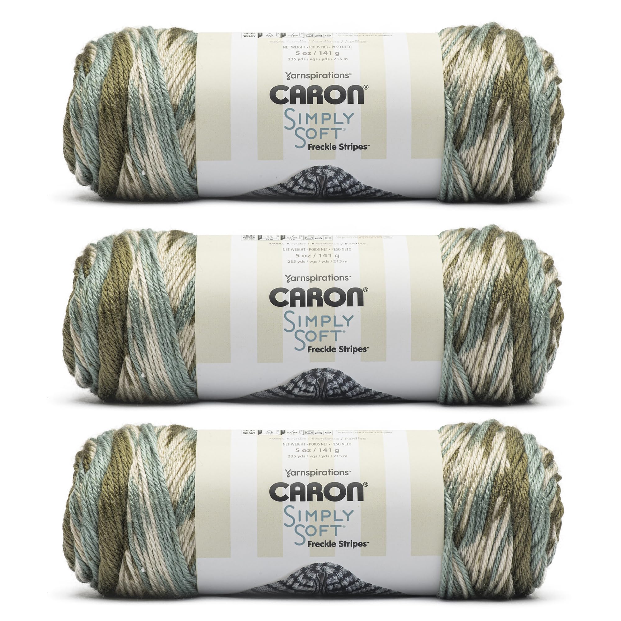 Caron Simply Soft Freckle Acrylic Yarn for Crocheting Soft, Moss, 3-Pack | #4 Wo